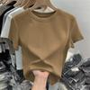 T-shirt da Donna Grigia in Cotone di Alta Qualità, Vestibilità Slim, Manica Corta, Girocollo, Estate 2026