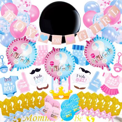 Gender Reveal Party Benodigdheden Babyshower Decoratie Jongen of Meisje Vlag Confetti Ballon Foto Props