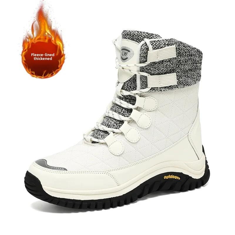 Зимние ботинки женские высококачественные хлопковые ботинки с толстой подошвой нескользящие и теплые зимние ботинки удобные плюшевые рабочие ботильоны 36 6799₽