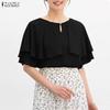 ZANZEA Damen Sommer Lässig Rundhals Locker Halbarm Bluse
