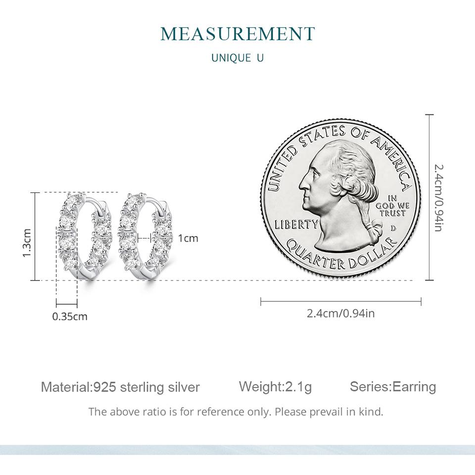 WOSTU Real 925 Sterling Silver Full of Zircon Circel Hoop Earrings For Women S925 Wedding Round Crystal Pendientes Jewelry Gift