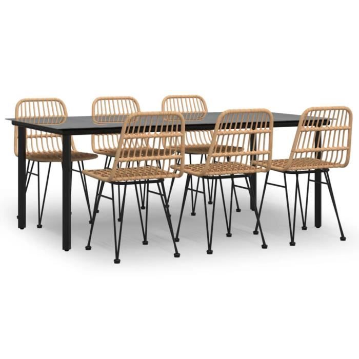 3157892 vidaXL Ensemble à dîner de jardin 7 pcs Résine tressée