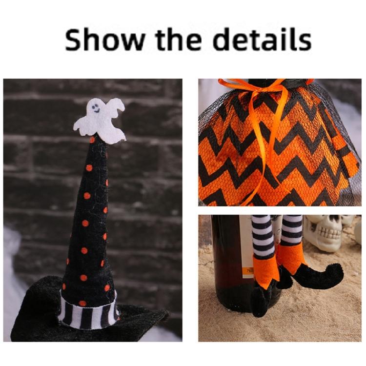 Festival Witch Hat Long Legged Wine Bottle Decorations, 5Pack, Wine Bottle Covers For Halloween Parties