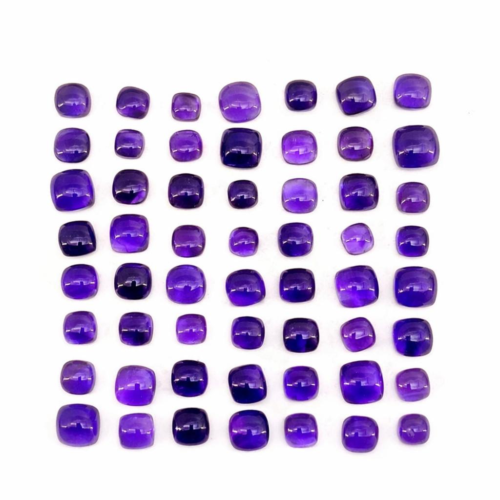 12x12mm Cushion Amethyst Cabochon Lot, Natural Purple Amethyst Gemstones, Polished Cabochons for Jewelry Making