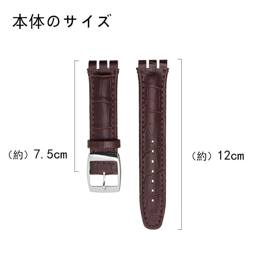 Chocoman Swatch Strap, 17mm/19mm Genuine Leather Watch Band, Waterproof [Includes 3 Spring Bars, Spring Bar Remover, and Box]