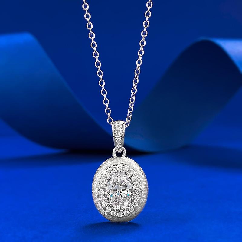 New S925 Sterling Silver Retro Shaped Brushed Pendant 5 * 7mm High-end Versatile Design Necklace Wedding Jewelry