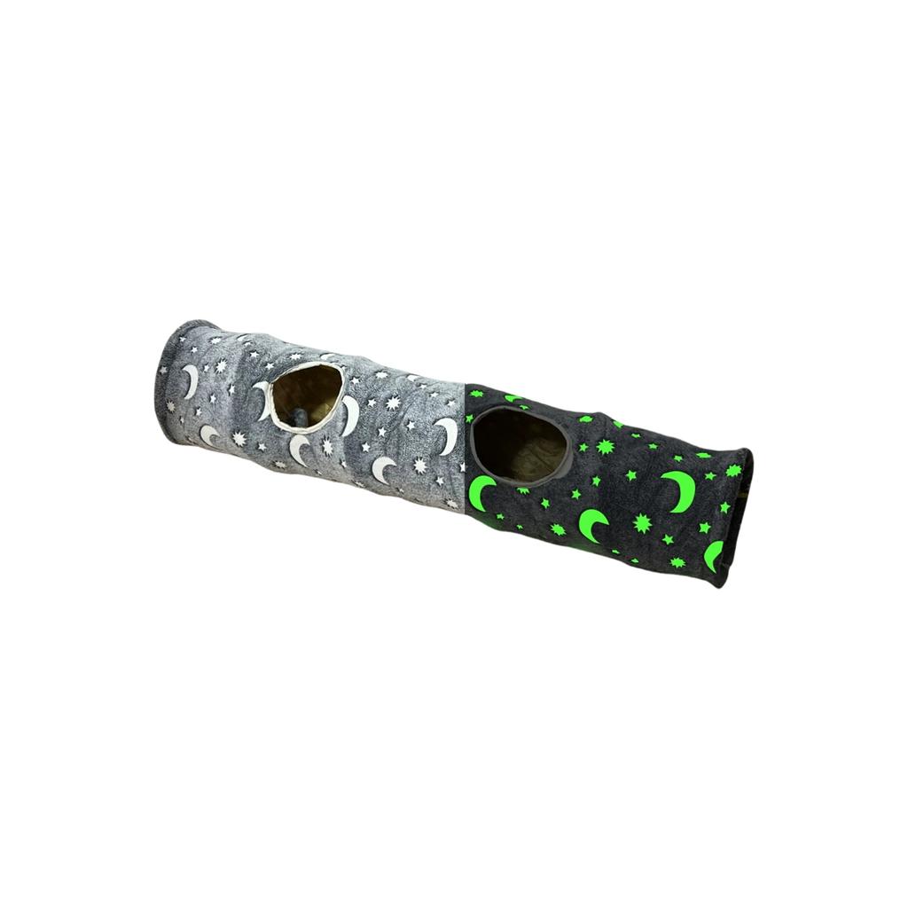 Túnel para Gatos com Orelhas de Gato, Tubo Interativo para Gatos com Bola Suspensa, Brinquedo para Gatos Auto-Brincável com Som de Amassar para Gatos de Interior, Gatinhos, Filhotes, Coelhos