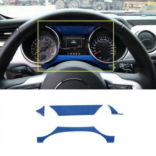 Center Console Dashboard Panel Cover 4PCS For Ford Mustang 2015- Bright Blue