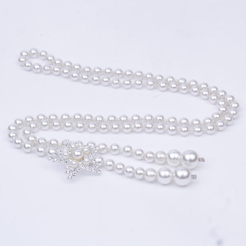 Single Row Imitation Pearl Waist Chain Dress Summer Belt Bow Buckle Pentagram Multi-Buckle Multi-Style