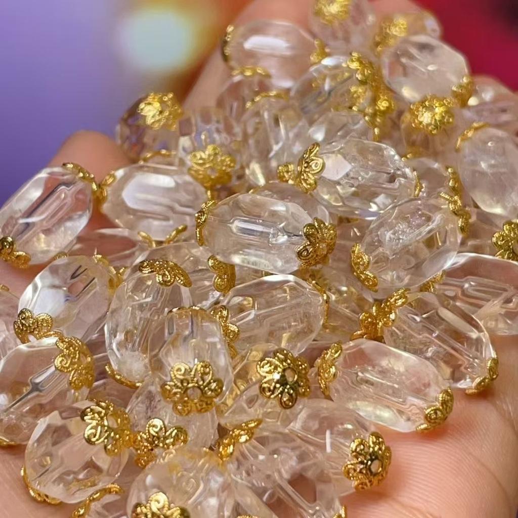 5Pcs, Healing Crystal Beads, Boho Handcrafted Energy Natural Stone Clear Quartz Beads for Jewelry Making DIY Necklace Accessories, Unisex Craft 9×14mm