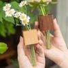 Wooden Test Tube Vase Refrigerator Magnet Hydroponic Plants Propagation Vase Planter Home Kitchen Locker Fridge Decoration
