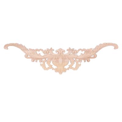 Wood Appliques Exquisite Elegant European Style Rubber Wood Long Flower Piece Home Decoration