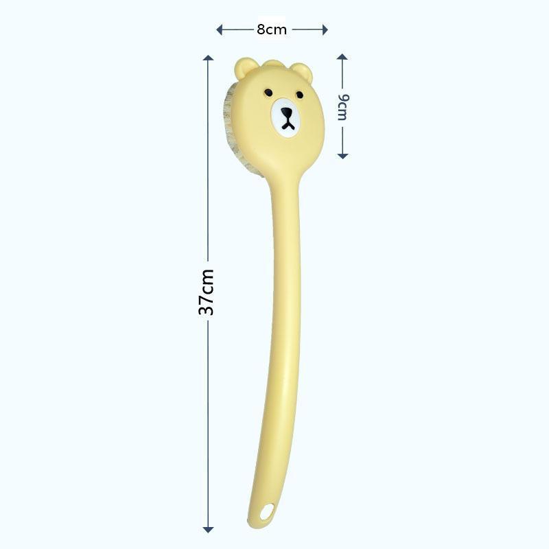 Cute Bear Bath Brush Long Handle Soft Bristle Quick Dry Back Scrubber for Bathroom Shower Exfoliation Use