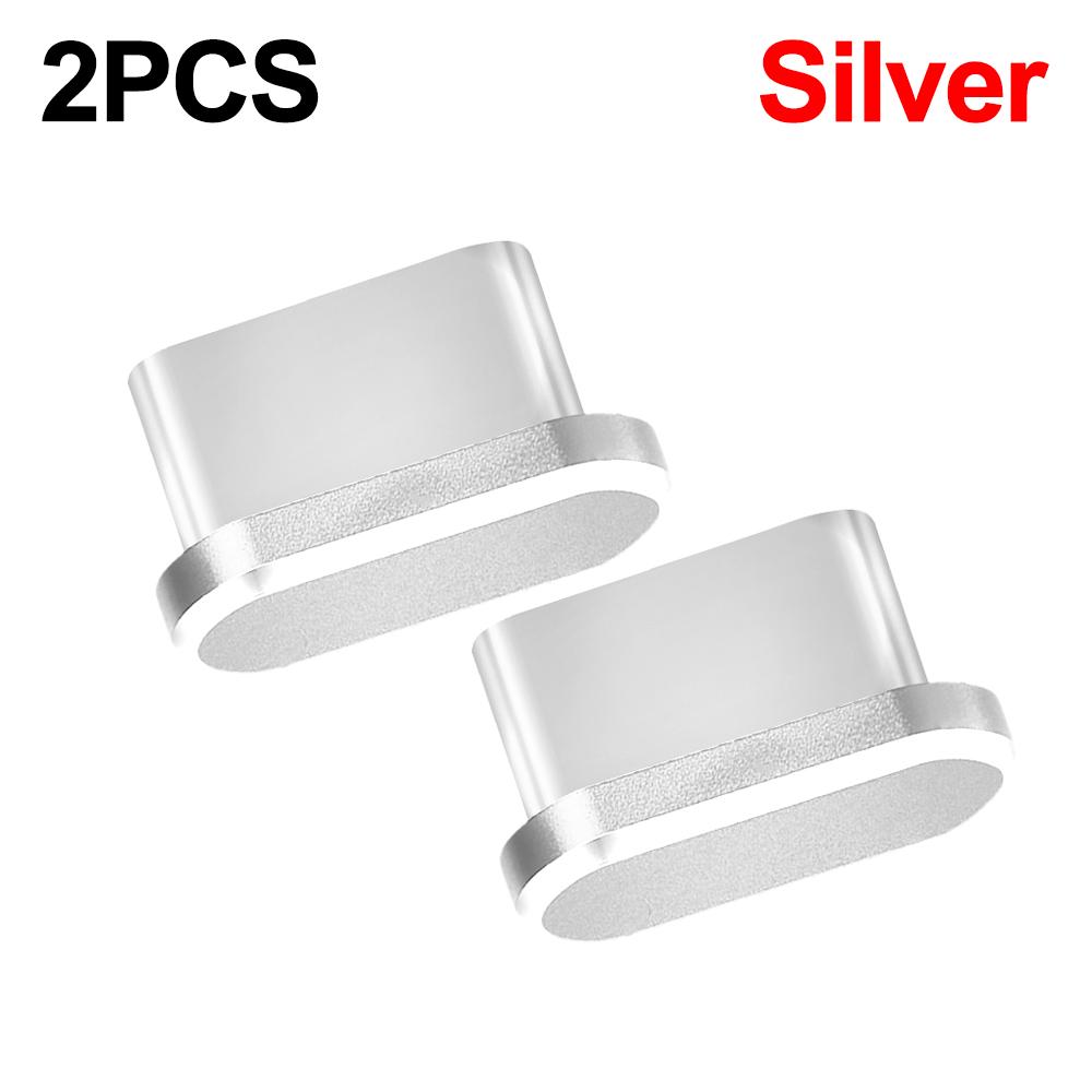 2PCS Metal Phone Dust Plugs USB C Type-C Charging Port Protectors Cap for IPhone 16 15 ProMax Mi Universal Anti-dust Dustplugs