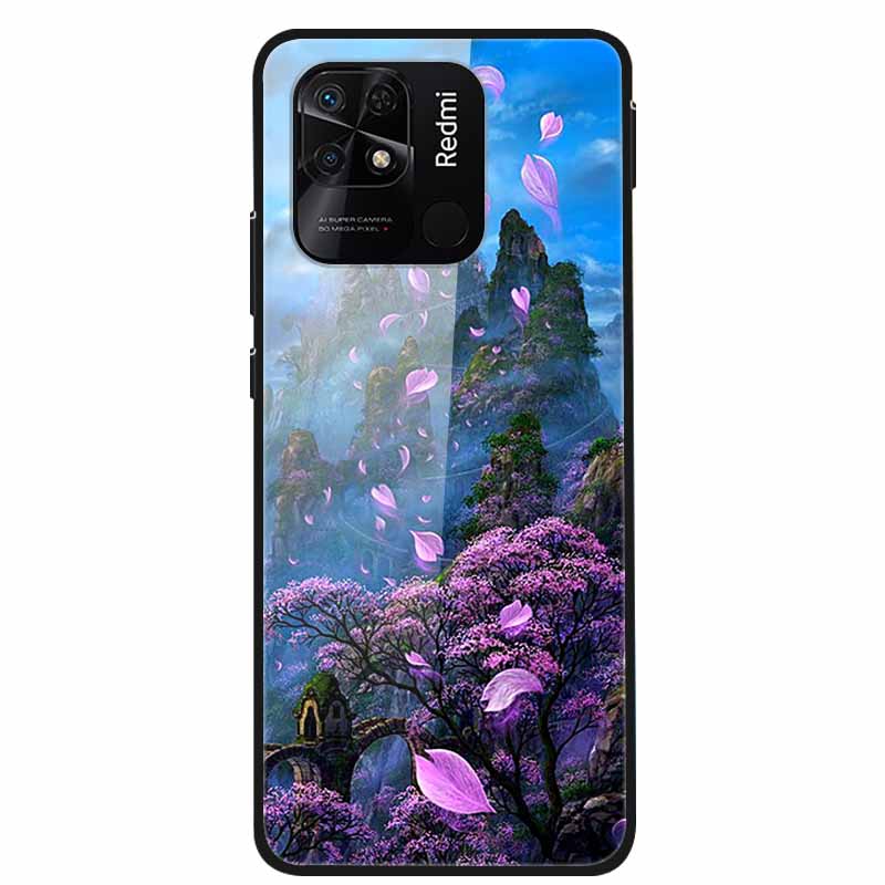 For Redmi 10C Case Luxury Tempered Glass Back Cover Hard Case For Xiaomi Redmi 10C 10 C Capa Redmi10C Shockproof Funda Coque