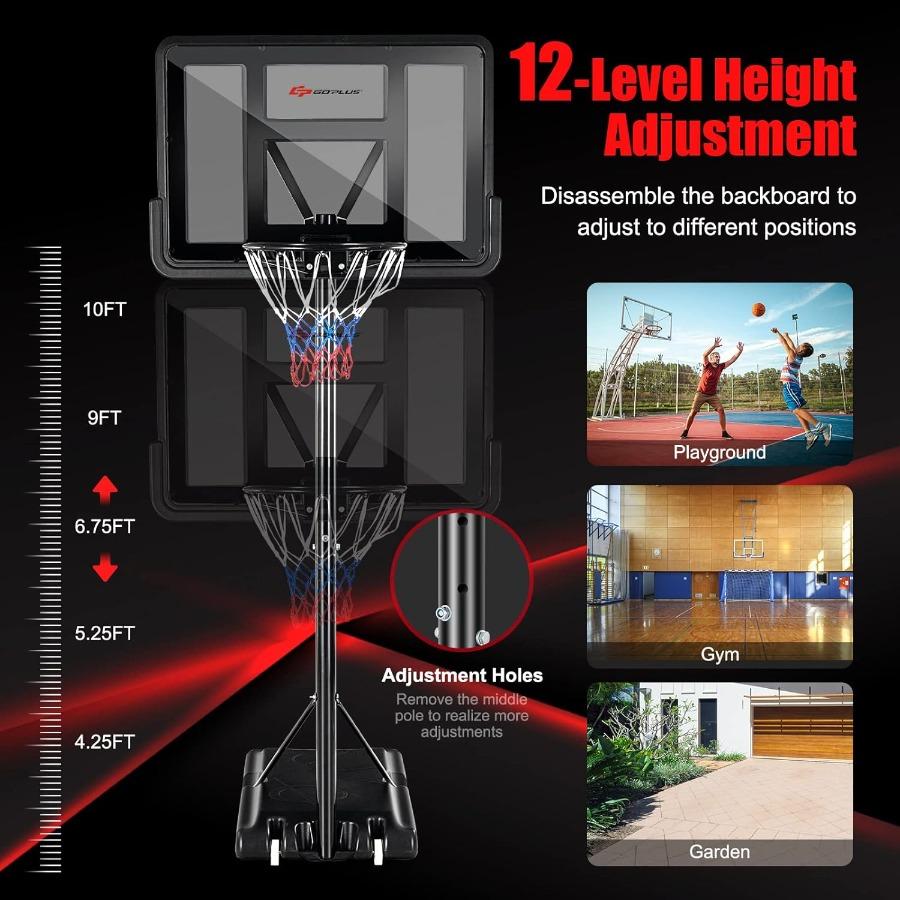 

Adjustable 10FT Portable Basketball Hoop with 44 Shatterproof Backboard for Outdoor Use in Backyard or Driveway Durable and E United States