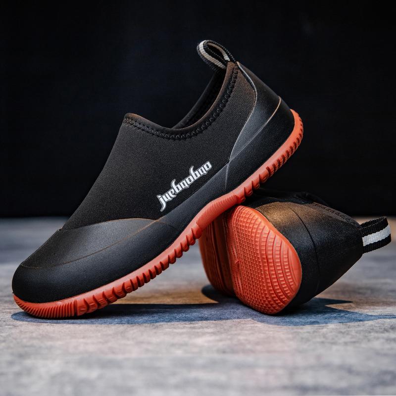 

Мода Новый Тренд Тканевые Дождевые Ботинки Мужские Короткие Трубки Верхняя Одежда Нескользящая Водная Обувь Пара Взрослые Резиновые Сапоги Водонепроницаемая Клеевая Обувь 45 чёрный