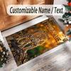 Lion Tiger Theme Crystal Velvet Rug Personalized Custom Name Text Soft Floor Mat Home Decor