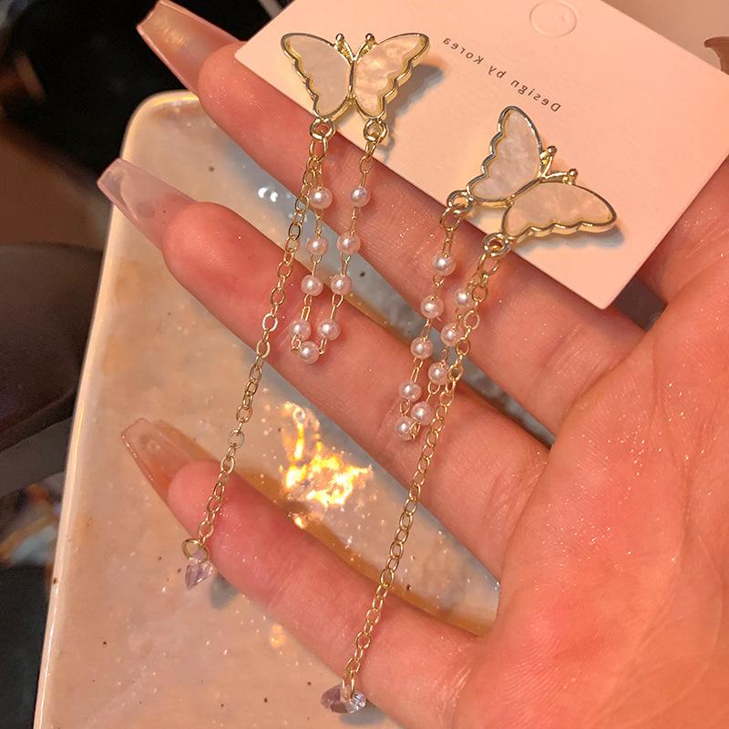 

Elegant Butterfly Tassel Eardrop Earrings one size