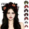 Seasonal Festive Headwear Halloween Floral Headband, Handmade 3D Shape Widened Fit Comfortable Headband Hair Hoop, Non-Slip with Pumpkin Witch