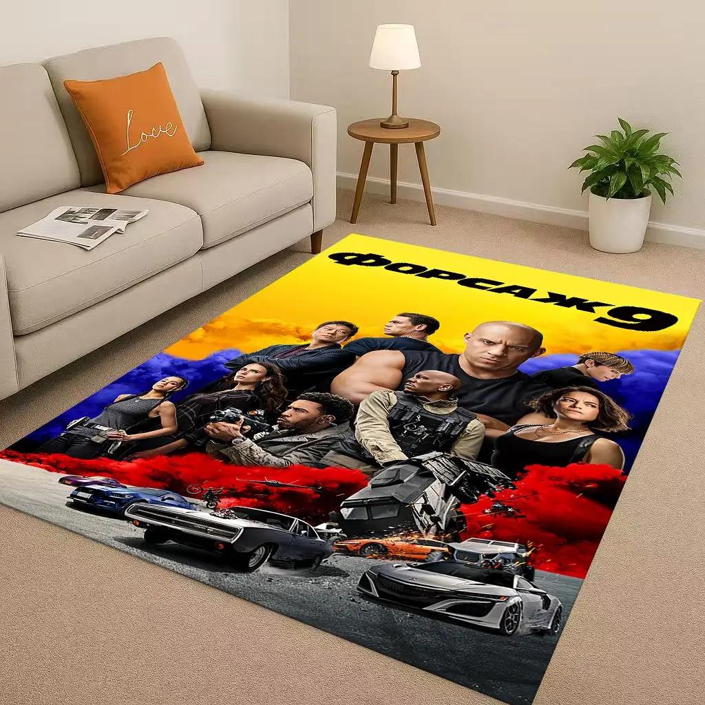 HD Fast F-Furious Vin Diesel Racing Car Living Room Non-Slip Area Rug Carpet for Bedroom Playroom Sofa,Easy Clean Home Doormat