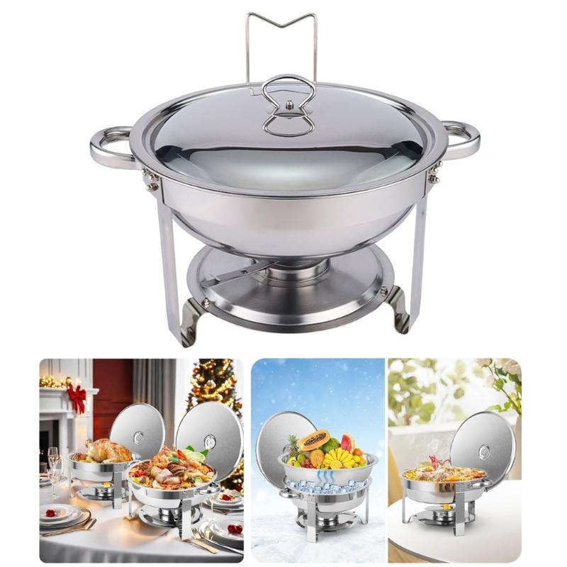 Insulated 4.5L Capacity Nonrust Steel Food Warmers Dish For Professional Catering Banquets Or Home Dining