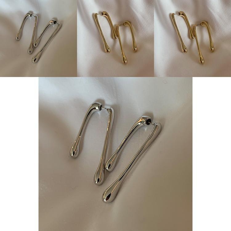 Trendy Asymmetrical Metal Earrings Chic Gold And Silver Fashion For Women