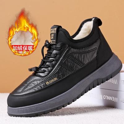 Zapatos de algodón grueso de terciopelo de invierno para hombre, cómodos, impermeables, zapatos de algodón para padre, botas de algodón cálidas, zapatos deportivos para ancianos