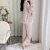 Ice Silk Pajama Set - Women's Long Sleeve & Pants with Lace, Sweet Style, Wearable Outdoors, 2025 Collection