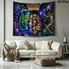 Killer Clown Horror Wandteppich Ästhetischer Wandbehang Bedruckter Stoffdecke Dekorative Wandteppiche für Schlafzimmer Wohnzimmer Heimdekoration