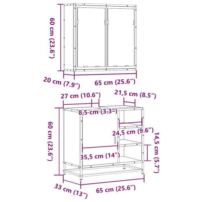 VidaXL Ensemble de meubles de salle de bain 2 pcs Chêne marron 3300909