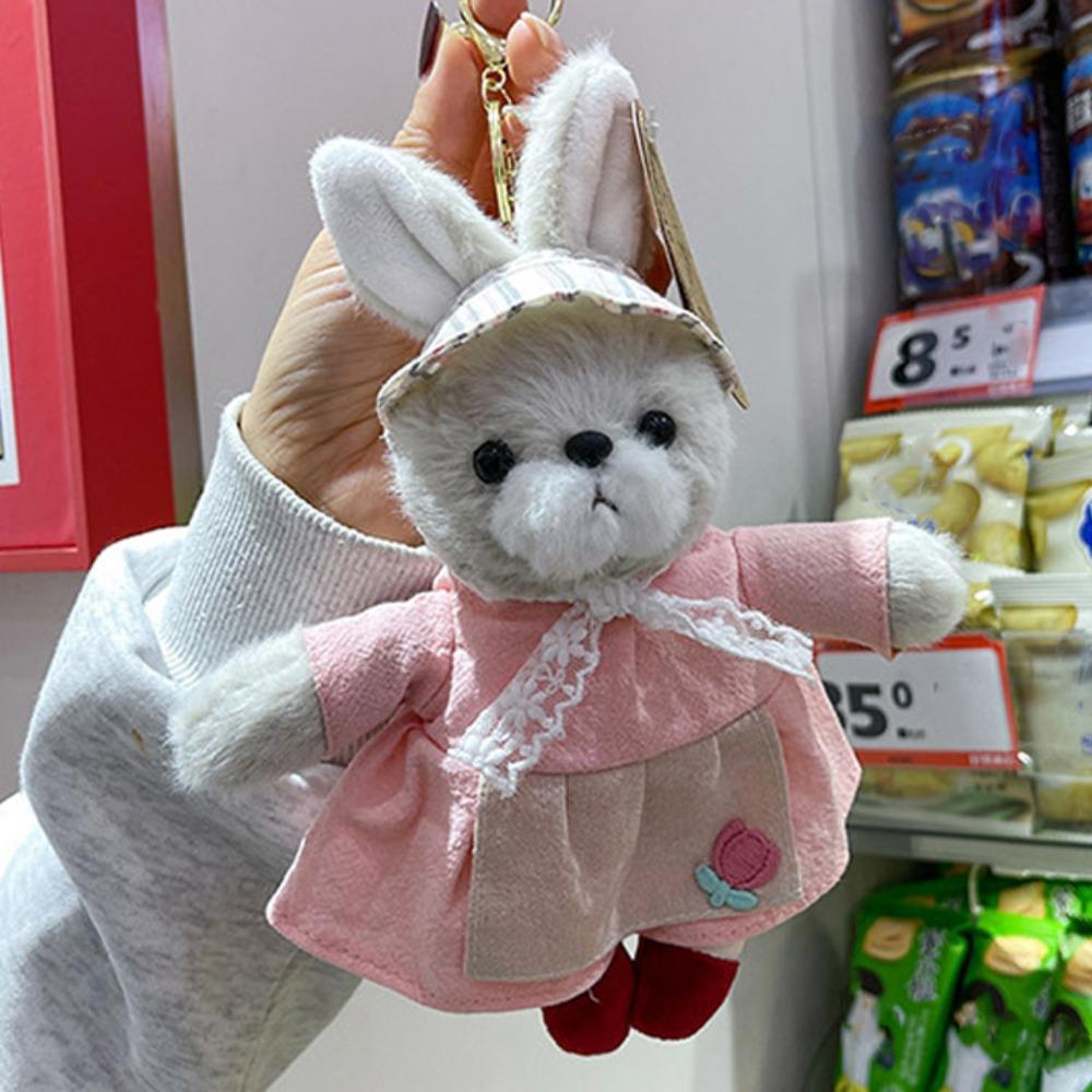 Rabbit Family Bunny Keychain with Clothes Plush Rabbit Key Ring  Car Key Chain