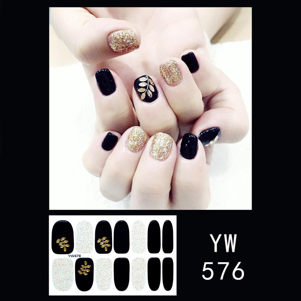 14pcs/sheet Press On Nail Red Smudge Nail Sticker Finished Manicure Quick Nial