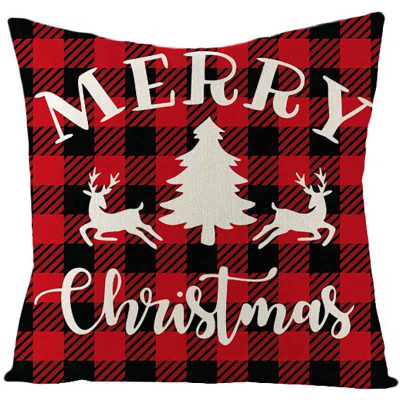 Pillow Christmas Pillow Cover Red and Black Plaid Sofa Cushion Cover Car Backrest Lumbar Support Nordic