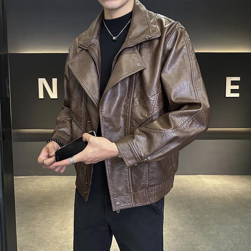 Men's High-End Faux Leather Two-Piece Jacket: 2025 Spring/Autumn/Winter Style - Cool, Handsome & Thickened.