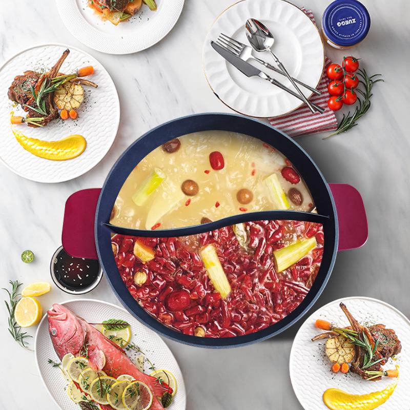 Yuan Yang Multifunctional Electric Hot Pot for Home Cooking Yuan Yang Pot 2-in-1 Hot Pot Grill красный