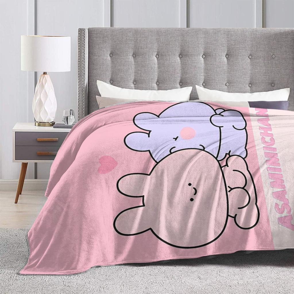 Asamimichaan Cute Asamimi Blanket Soft Warm Street Trend Plush Throw Blanket For Couch Bed Picnic Flannel Bedspread Bed Cover
