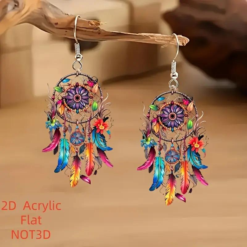 Cross-border 2D acrylic earrings color pendant acrylic earrings unisex earrings birthday gift jewelry
