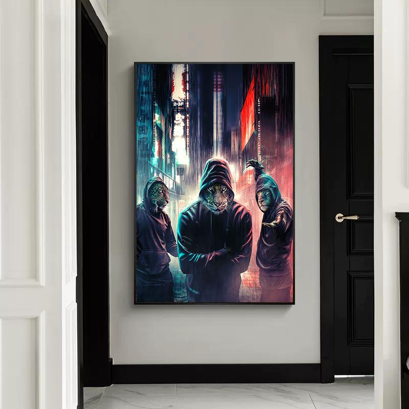 Fantasy Animals Lion Wolf Eagle Bear Tiger Urban Jungle Poster Canvas Painting Vintage Nordic Wall Art Living Room Home Decor