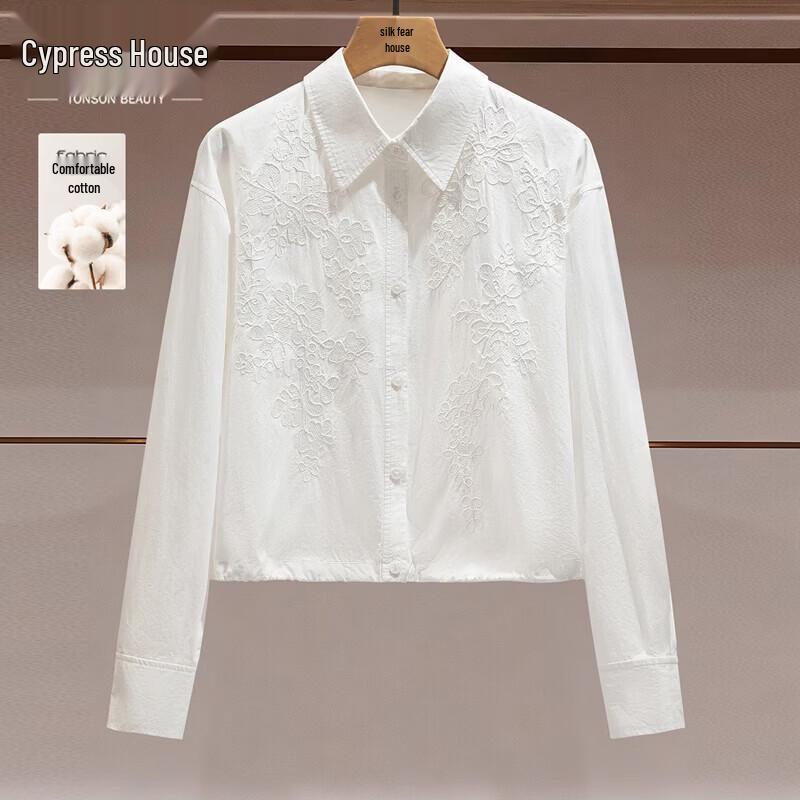 Women s Embroidered Cotton Long Sleeve Shirt S