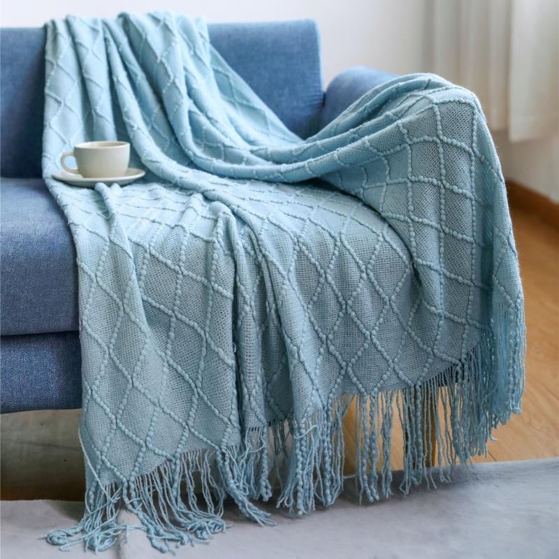 Tassel Summer Thin Throw Blanket Knitted Sofa Cover Blanket Office Air Conditioning Window Blanket Cozy Small Napping Throw Blanket For Home