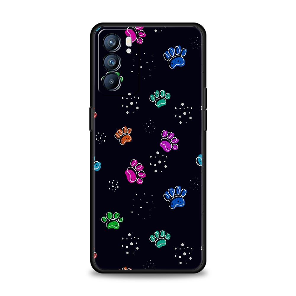 Cute Cat Dog Paw Love Case For Oppo Reno8 Reno7 Reno6 Pro A54 5G Find X6 X5 A53 A52 A9 A15 A95 A17 A16 A76 A74 A57 A31 Cover
