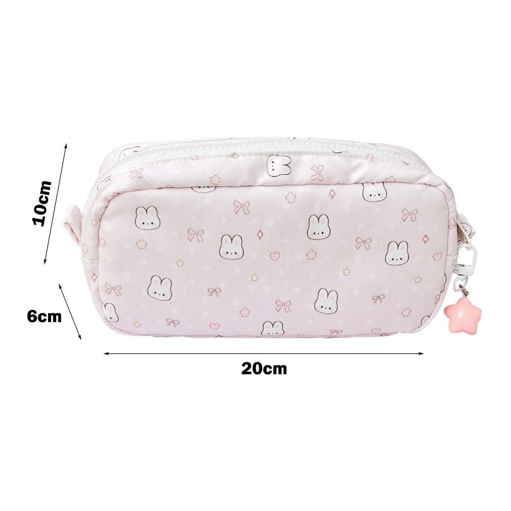Durable Bowknot Rabbit Pen Bag Soft Touch Multi-functional Pencil Case Stationery Storage Bag Back To School