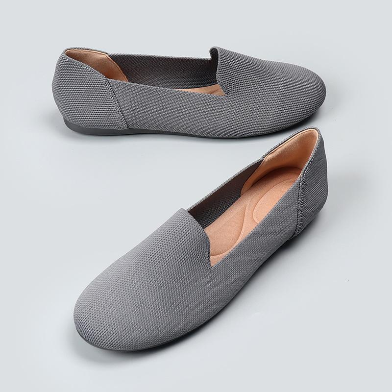 

Новые туфли-лодочки с круглым носком, вязаные, тканые, женские туфли, плоская подошва, летящие тканые туфли-бини, женские 40 серый