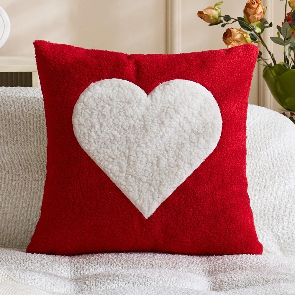 Washable Soft Valentine Heart Pattern Pillowcase Decorative Embroidery Tufted Cushion Case 45CM LOVE Throw Pillow Cover Wedding