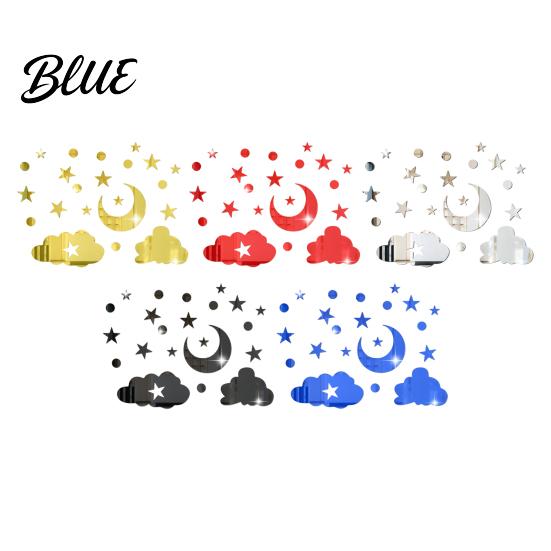 Decorative Mirror Wall Decals 3D Star Moon Cloud Stickers Self Adhesive Decals