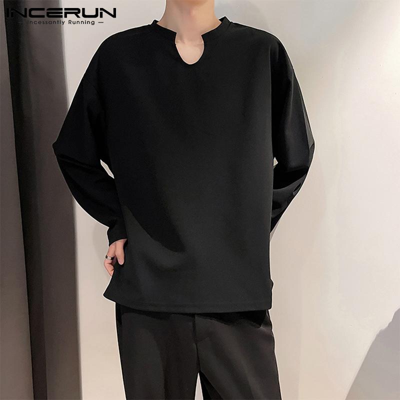 

INCERUN Весенние тонкие мужские мешковатые топы Henley Basics