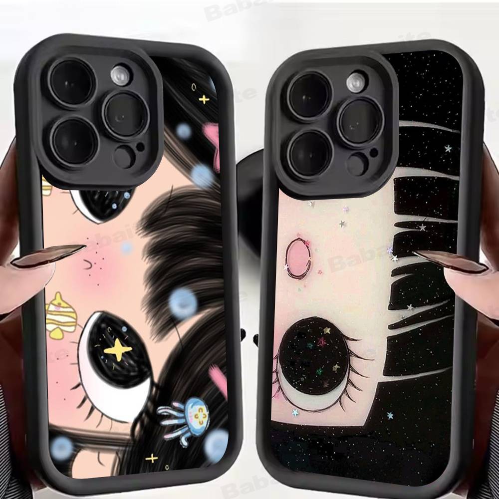 BIG EYES COMIC GIRL Phone Case For IPhone 17 16 15 14 13 12 11 Air Plus Pro Max Soft Back Cover