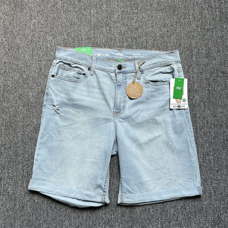 

100.00kg Fashion Plus Size High Waist Curl Denim Shorts dip light blue Denim roll foot mouth shorts 14