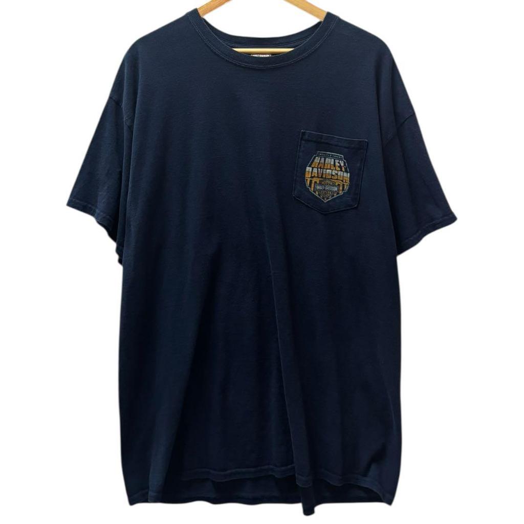 [USED] Vintage Harley-Davidson skull t-shirt with double-sided pockets.